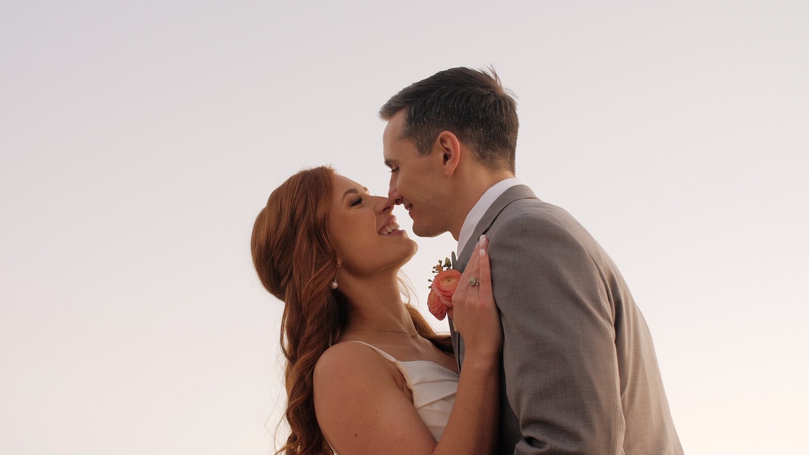 Wedding couple silhouette in golden light — Central Texas wedding film still