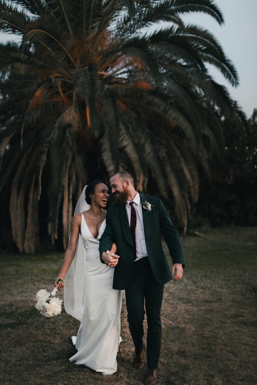 Wedding couple portrait at golden hour
